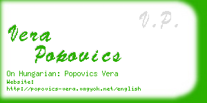 vera popovics business card